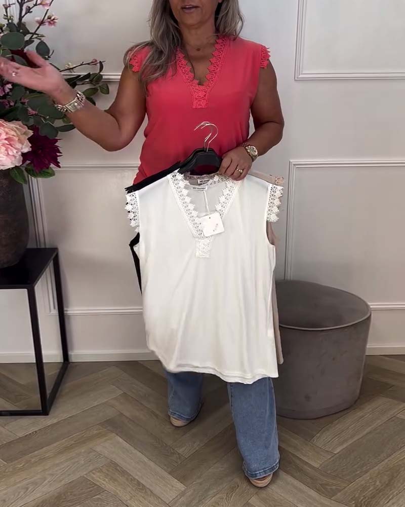 Gilet casual con bordo in pizzo