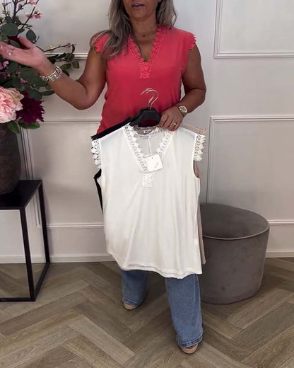 Gilet casual con bordo in pizzo