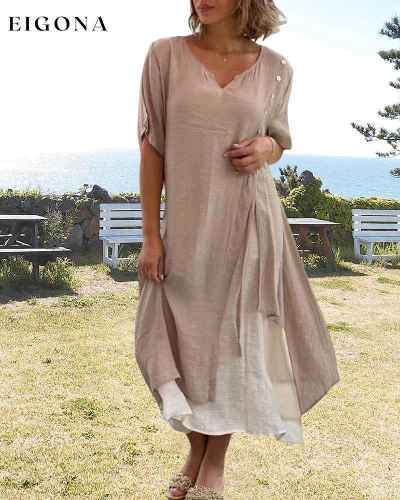 Casual Asymmetrical Dress with Short Sleeves 23BF Casual Dresses Clothes Dresses Spring Summer