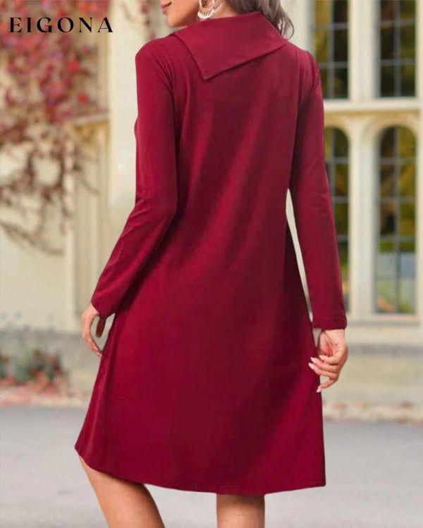 Solid Color Button Elegant Dress 23BF Casual Dresses Clothes Dresses Dresses Women