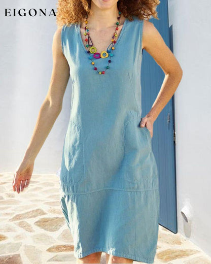 U-neck sleeveless pocket dress 23BF Casual Dresses Clothes Dresses Summer