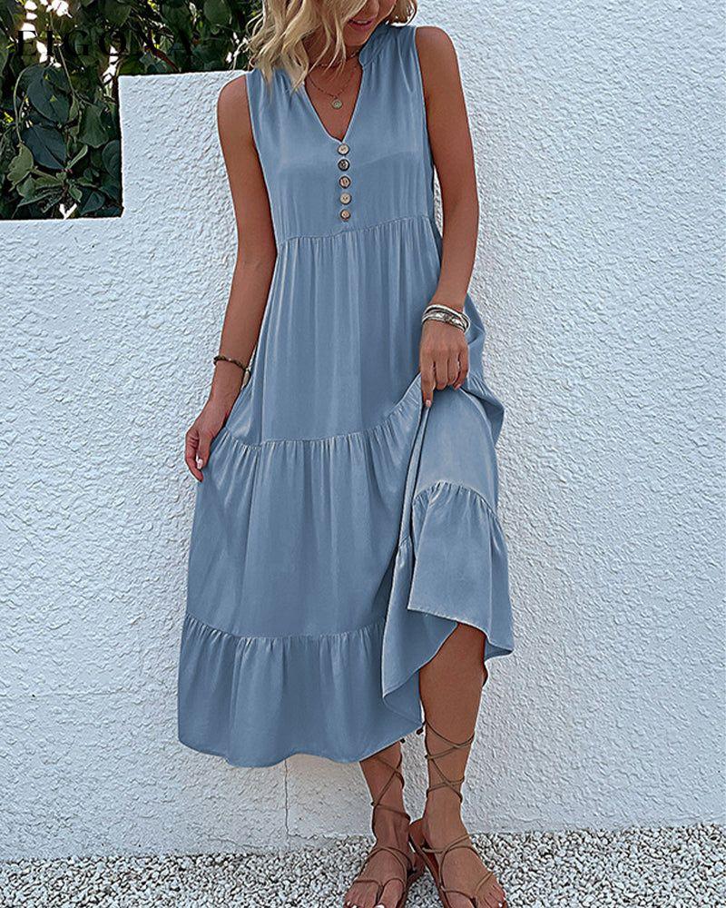 Solid color sleeveless casual dress 23BF Casual Dresses Clothes Dresses Summer