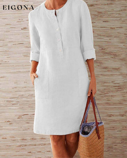 Elegant plain dress White 2022 F/W 23BF allamode Casual Dresses Clothes Cotton and Linen Damkläder discount Dresses Kläder och accessoarer Kortärmad för damer Spring Summer Trending Now