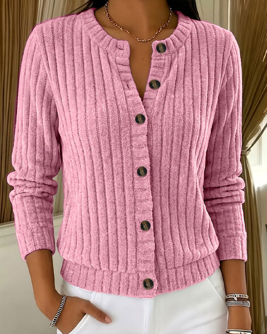 Crew Neck Button Front Stylish Coat 2024 f/w coats spring