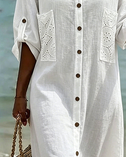 Cut-Out Hooded Shirt Dress