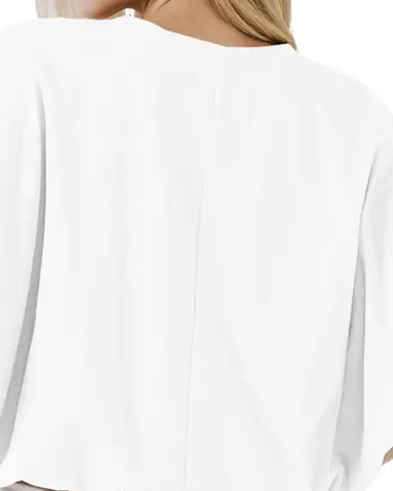 Solid Color Puff Sleeve Cropped Top blouses & shirts spring summer