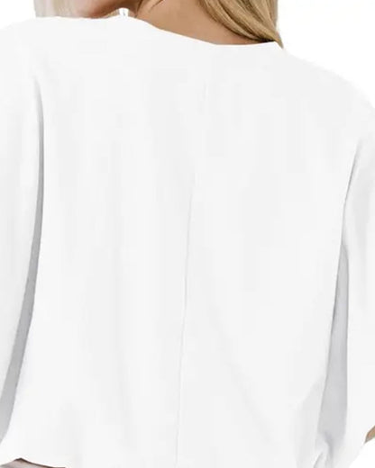 Solid Color Puff Sleeve Cropped Top blouses & shirts spring summer