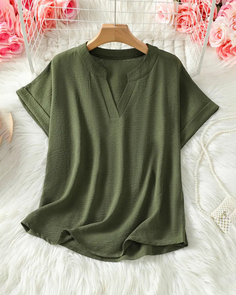 Loose Solid Color Women's Casual Blouse