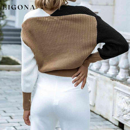 Color Block Twisted Long Sleeve Sweater clothes Romantichut Ship From Overseas