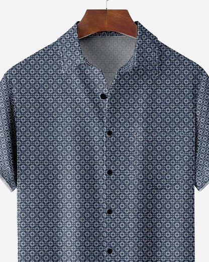 Lapel All-Over Print Small Geometric Shirt
