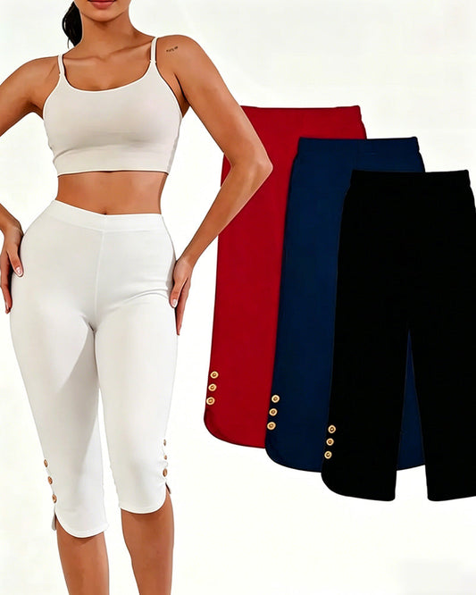 Solid Color Slim-Fit Cropped Leggings leggings spring summer