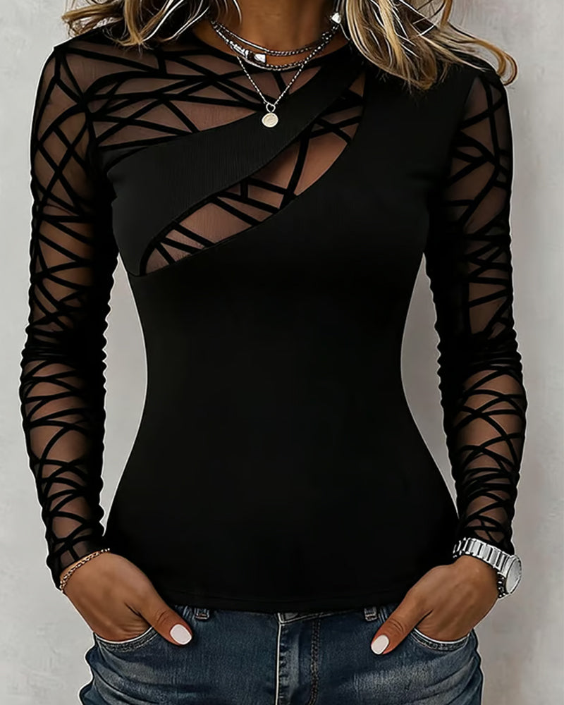 Crew Neck Cross Solid Top