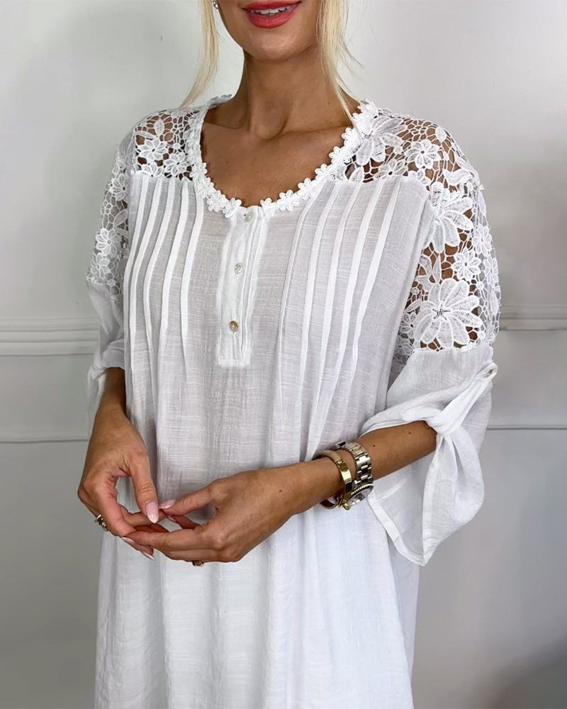 Pressed lace hollow casual blouse blouses & shirts spring summer