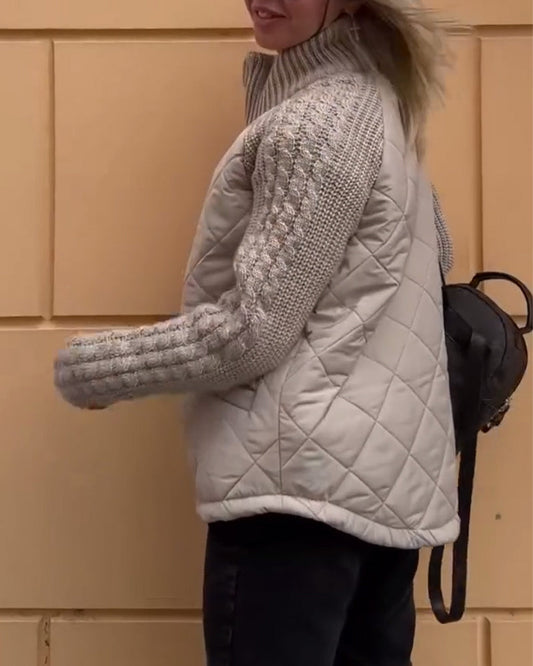 Cappotto con cerniera a collo alto in tinta unita