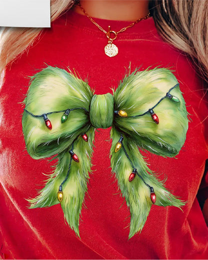 Big bow print T-shirt 2024 f/w christmas grinch spring summer t-shirts