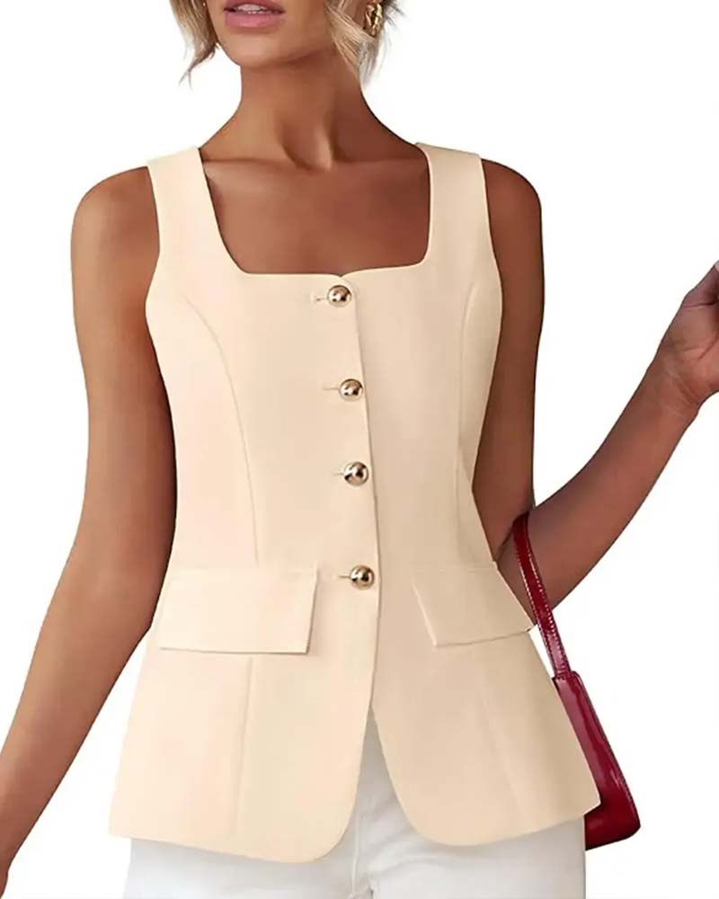 Square Collar Suit Tank Top