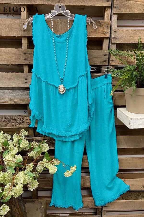 Women's Casual Sleeveless Vest + Casual Wide Leg Pants Set