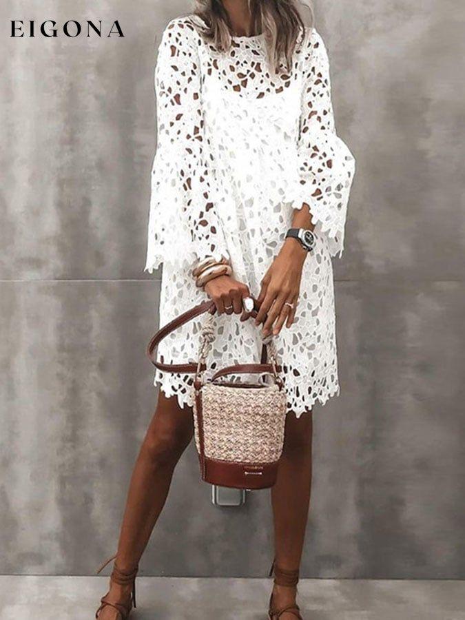 Elegant Lace Long Sleeve Casual Dress linen dresses