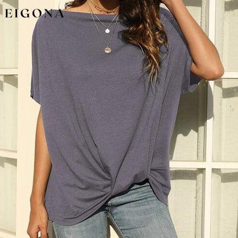 One Shoulder Short Sleeve T-Shirt Charcoal .925 clothes Manny off the shoulder shirt Ship From Overseas shirt shirts short sleeve short sleeve shirt short sleeve top top tops