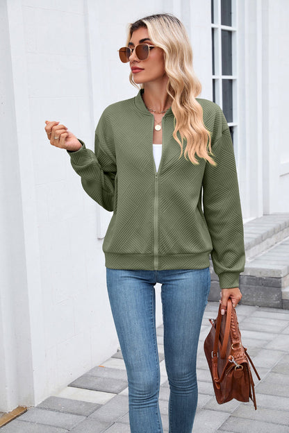 Solid Baseball Neck Long Sleeve Coat 2025 f/w coats spring
