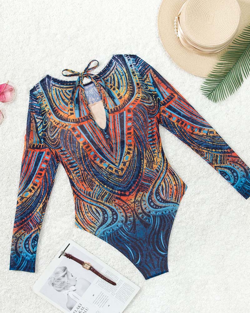 Long-Sleeved Sun-Protective One-Piece Swimsuit