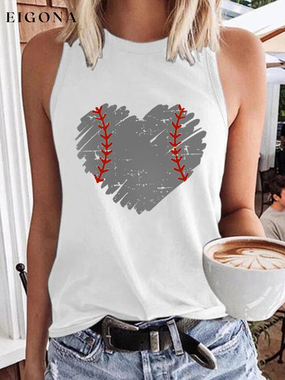 Women's Baseball Love-Heart Sleeveless Tee ball print