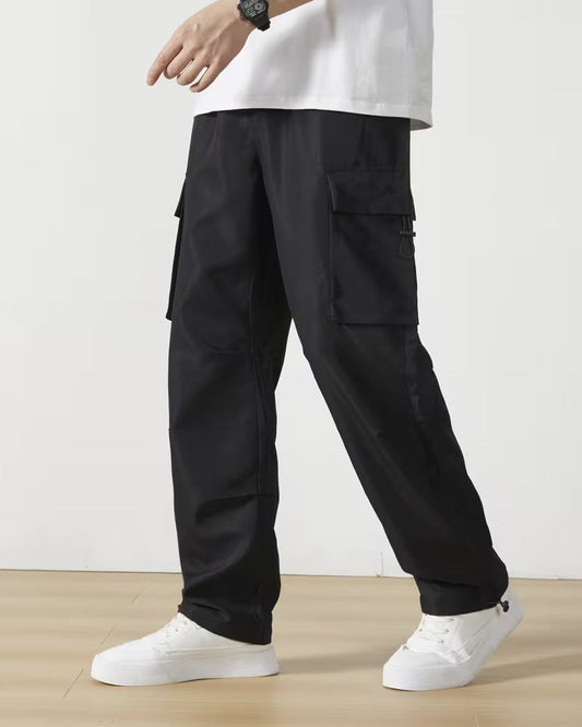 Casual Drawstring Solid Color Cargo Pants pants man spring summer