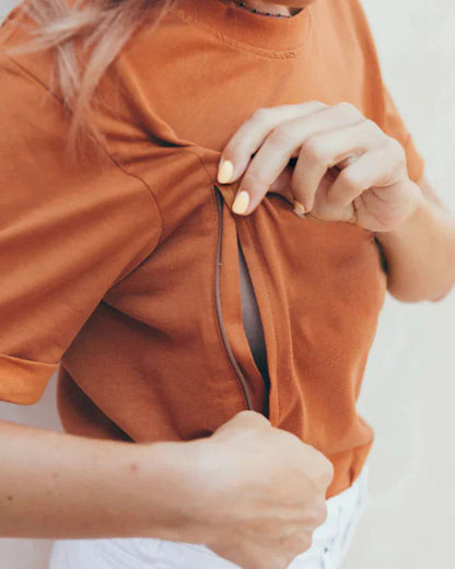 Printed Crew Neck Nursing T-Shirt