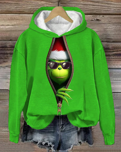 Women's Christmas Printed Hooded Sweatshirt 2024 f/w Christmas Christmas & Grinch hoodies & sweatshirts women's christmas