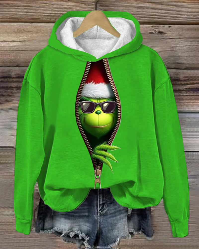 Women's Christmas Printed Hooded Sweatshirt 2024 f/w Christmas Christmas & Grinch hoodies & sweatshirts women's christmas