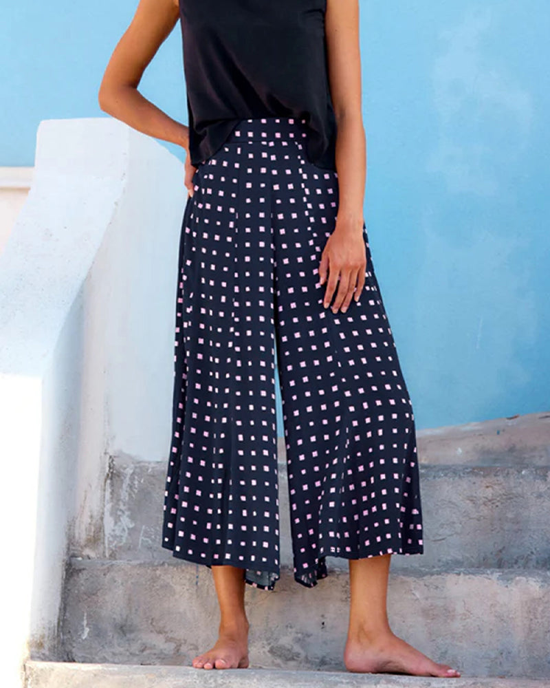 Casual Houndstooth Wide-Leg Pants pants spring summer