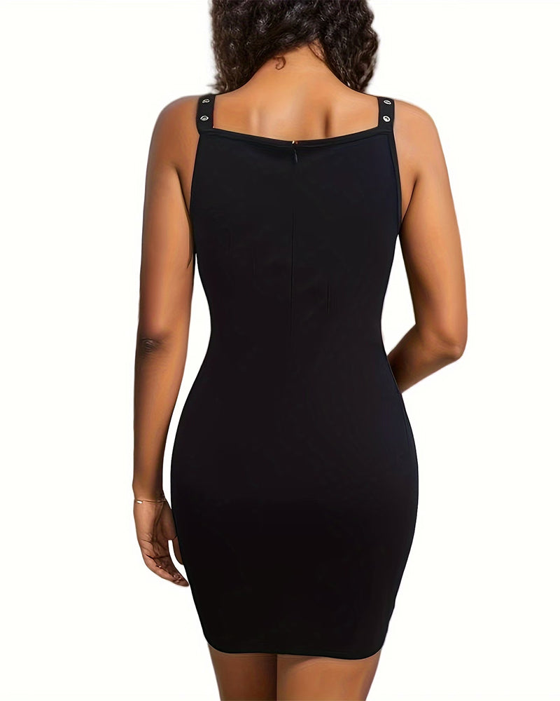 Black Studded Sleeveless Dress