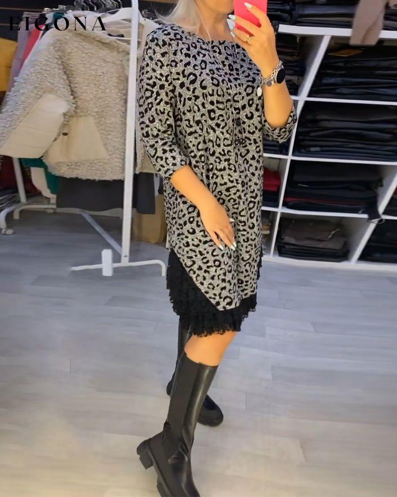 Leopard print slimming dress 2023 f/w casual dresses Clothes Dresses spring