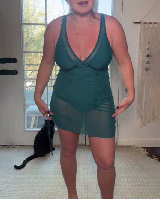 Sexy Mesh Vest One-Piece Swimsuit