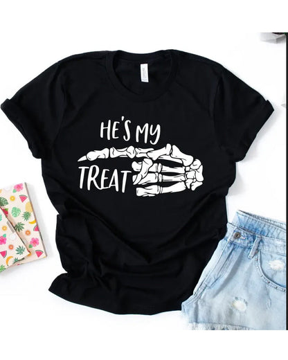 My Trick and My Treat Pointing Halloween T-shirt 2024 f/w halloween spring summer t-shirts