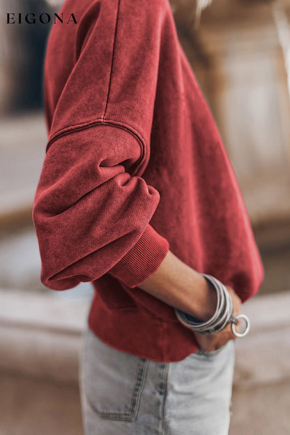 Red Dahlia Drop Shoulder Crew Neck Pullover Sweatshirt clothes EDM Monthly Recomend Sweater sweaters Sweatshirt