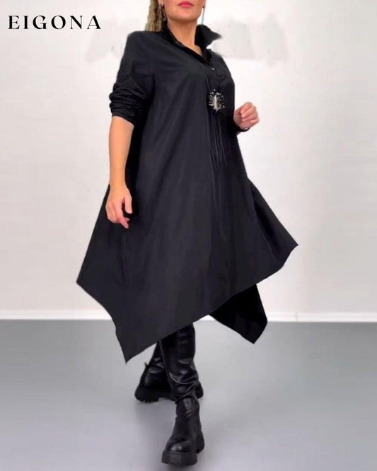 Solid color irregular casual dress Black 2023 f/w 23BF casual dresses Clothes Dresses spring