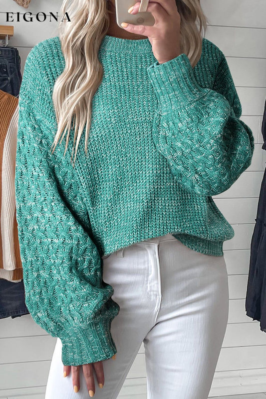 Sea Green Cable Knit Sleeve Drop Shoulder Sweater Sea Green 100%Acrylic All In Stock clothes Color Green EDM Monthly Recomend Hot picks Occasion Daily Print Solid Color Season Winter Style Southern Belle sweater sweaters