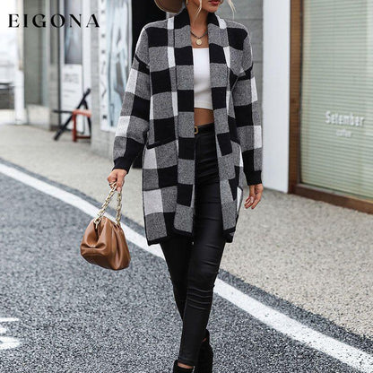 Casual Plaid Knitted Cardigan best Best Sellings cardigan cardigans clothes Sale tops Topseller