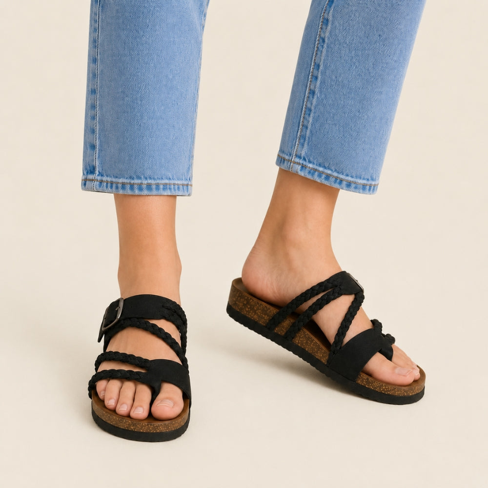 Tressée | Orthopedic Woven Leather Mules Cork Sole Comfortable Summer boho shoes women comfortable summer shoes cork sole shoes orthopedic mules woven leather sandals
