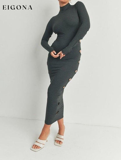 Cutout Detail Turtleneck Long Sleeve Maxi Dress APPAREL casual dress casual dresses CCPRODUCTS clothes DRESSES Heather Charcoal long dress long dresses long sleeve long sleeve dress long sleeve dresses MADE IN USA maxi dress maxi dresses midi dress midi dresses NEW ARRIVALS sweaterdress turtleneck sweater