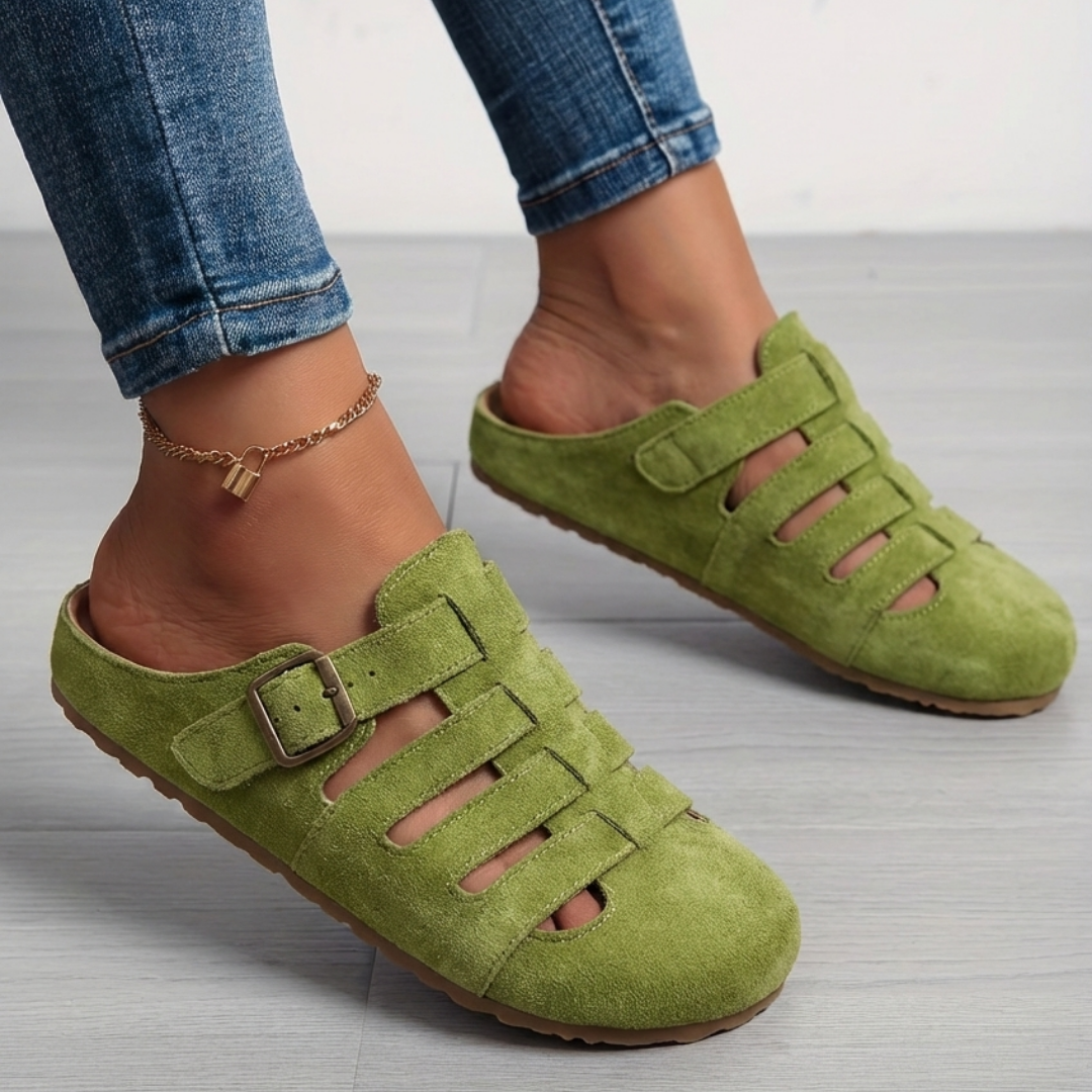 Claire | Orthopedic Slip-On Mules Supportive Comfortable Everyday Green comfortable mules orthopedic mules slip-on shoes women supportive sandals walking shoes