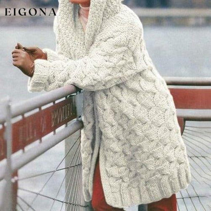 Elegant Solid Knitted Cardigan White Best Sellings cardigan cardigans clothes Plus Size Sale tops