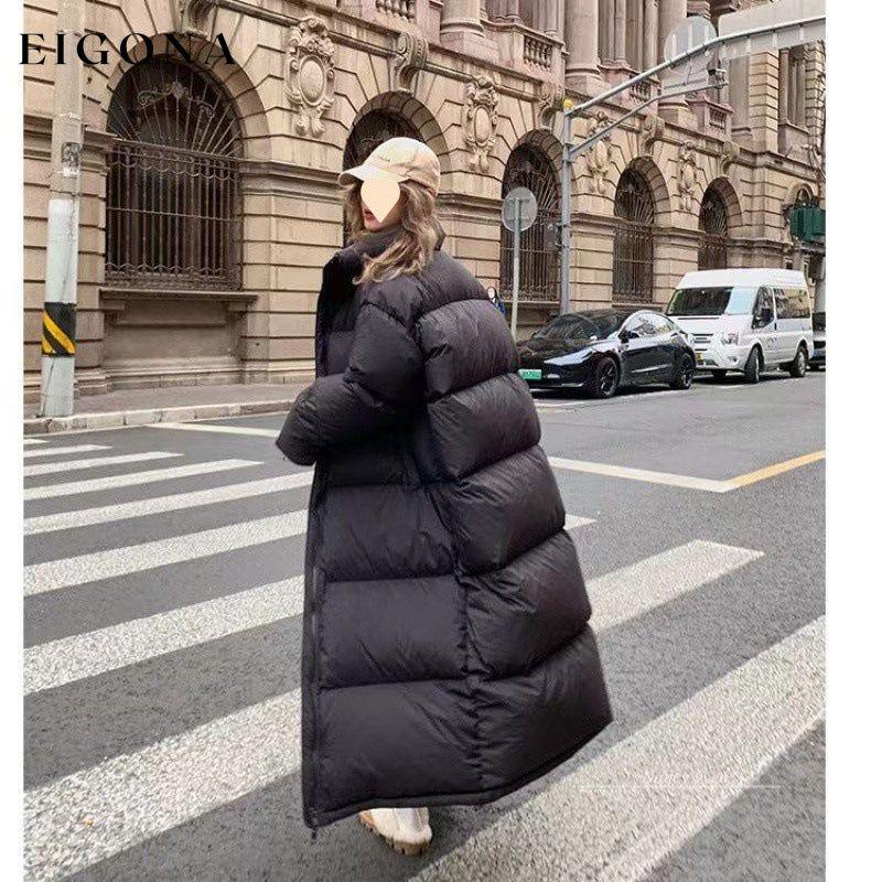 Women's extra long loose warm down puffer coat jacket Black clothes Jackets & Coats Outerwear