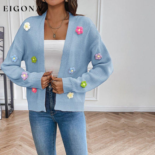3D Floral Knitted Cardigan Blue best Best Sellings cardigan cardigans clothes Sale tops Topseller