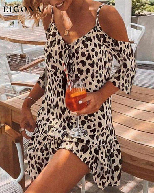 Leopard off Shoulder dress Leopard print 23BF Casual Dresses Clothes discount Dresses Spring Summer