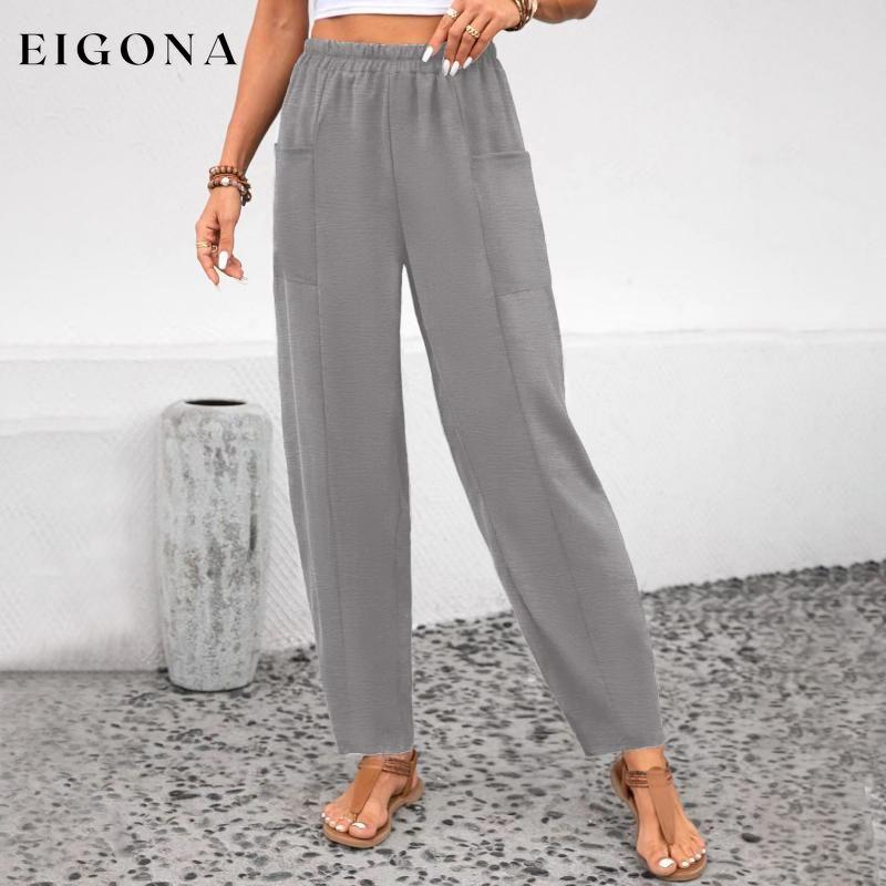 Casual Solid Color Trousers Gray best Best Sellings bottoms clothes pants Sale Topseller