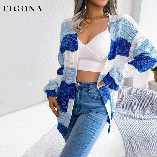 Casual Striped Cardigan Blue best Best Sellings cardigan cardigans clothes Sale tops Topseller