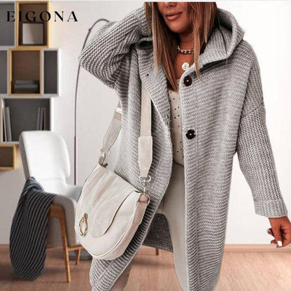 Casual Hooded Knitted Coat Gray best Best Sellings cardigan cardigans clothes Sale tops Topseller