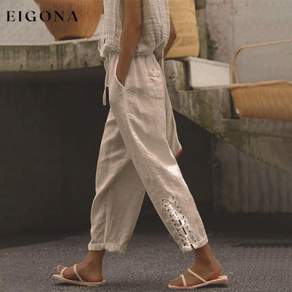 【Cotton And Linen】Casual Straight Trousers Khaki best Best Sellings bottoms clothes Cotton And Linen pants Sale Topseller